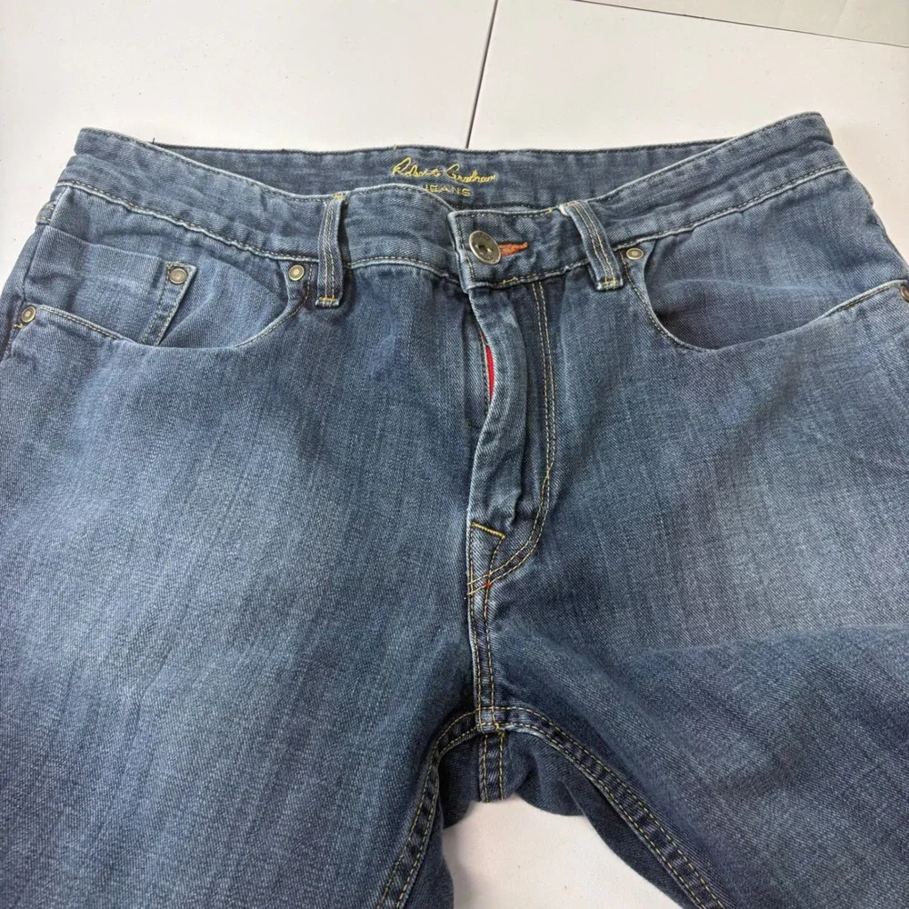 Robert Graham Slim Jim Mens 34 Italian Denim Jeans 100% Cotton Medium Wash
